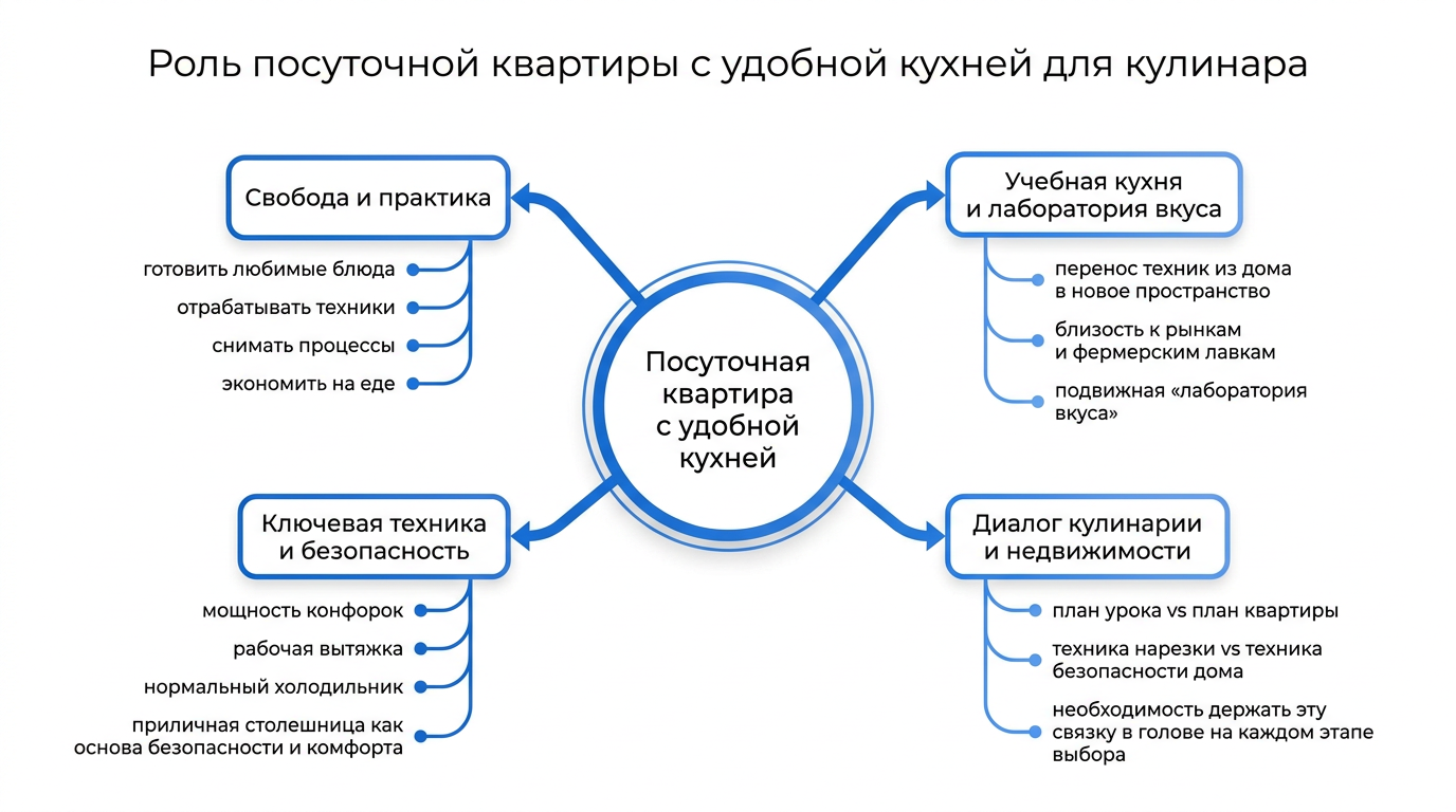 Роль посуточной квартиры с удобной кухней для кулинара